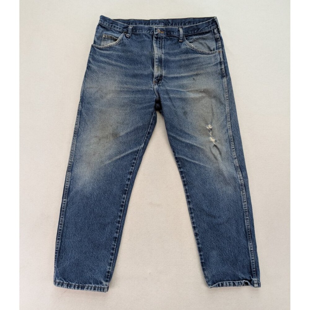 Rustler Men's Jeans Size 38x29 Classic Cowboy Distressed Worn Holes Thrashed
